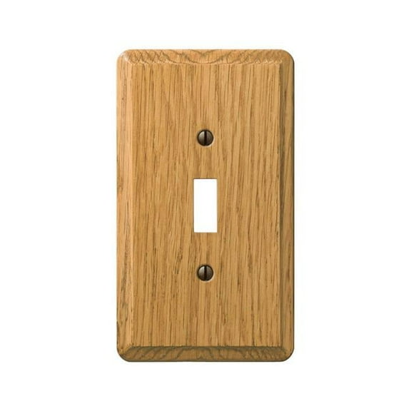 1-Gang Solid Oak Toggle Switch Wall Plate, Light Oak
