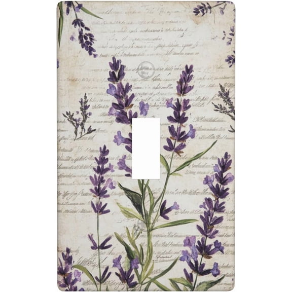 1 Gang Toggle Light Switch Plate Covers,Retro Purple Lavender Flower Single Toggle Wall Plate Medium Size, Decorative Electrical Faceplate Switchplate Covers for Office Home Bathroom Decor
