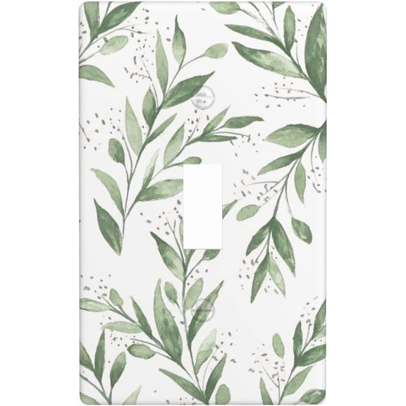 1 Gang Toggle Light Switch Plate Covers,Sage Green Eucalyptuse Leaves Single Toggle Wall Plate Standard Size, Decorative Electrical Faceplate Switchplate Covers for Office Home Bathroom Decor