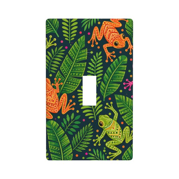 1-Gang Toggle Wall Plate Single Light Switch Cover - Exotic Frog Jungle Print