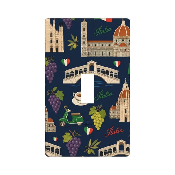 1-Gang Toggle Wall Plate Single Light Switch Cover - Historic Italian Architecture & Travel Icons