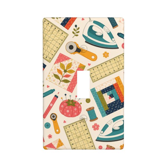 1-Gang Toggle Wall Plate Single Light Switch Cover - Quilting And Fabric Craft Design