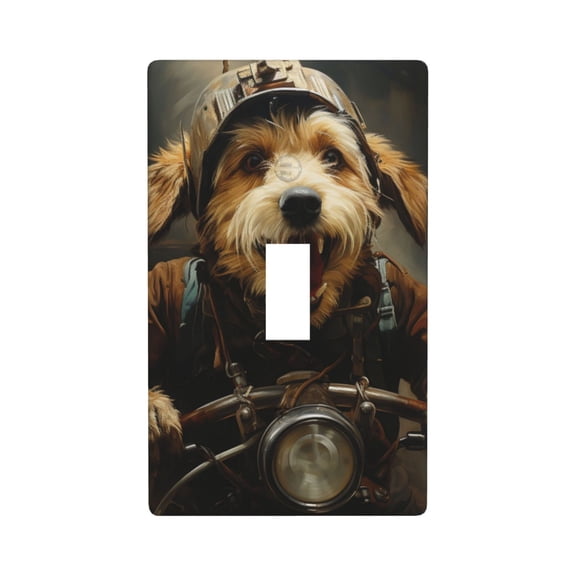 1-Gang Toggle Wall Plate Single Light Switch Cover - funny dog Riding Bike art