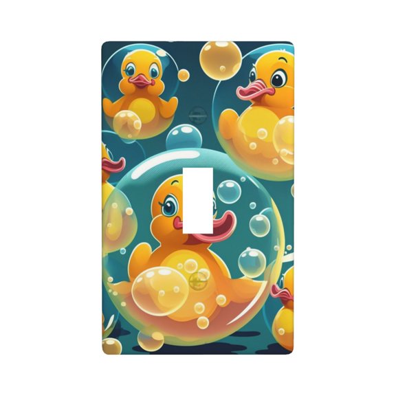 1-Gang Toggle Wall Plate Single Light Switch Cover - yellow Rubber Ducks funny Soap Bubbles