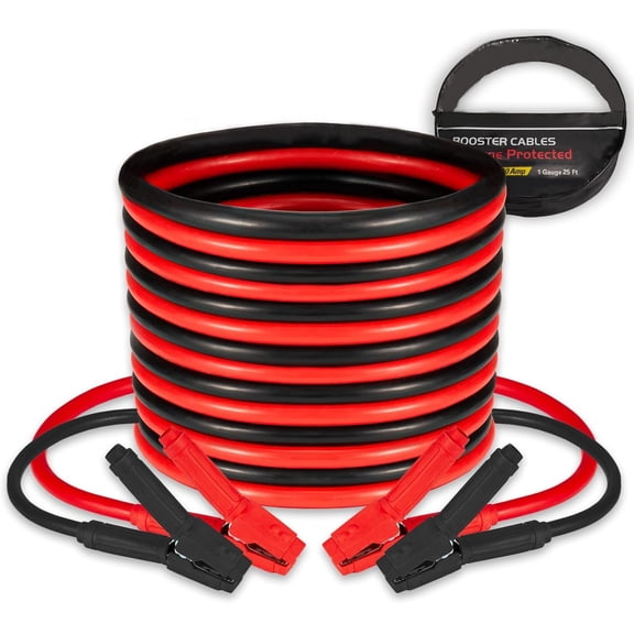 1 Gauge 25 FT Quick Connect Jumper Cables, 1000A Heavy Duty Booster Cables with Travel Bag, Jumper for , , SUV and