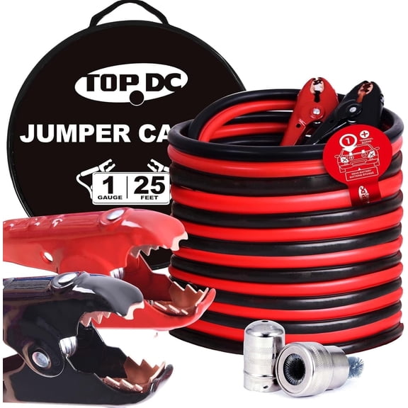 Jumper Cables Heavy Duty Automotive Booster 1 Gauge 25 Feet for Car SUV and Trucks,Car Cable Jumpers