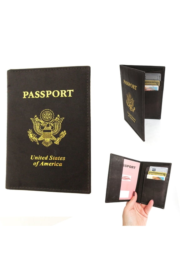 1 Genuine Leather Passport Case Slim USA Cover Holder Travel ID Card RFID Block