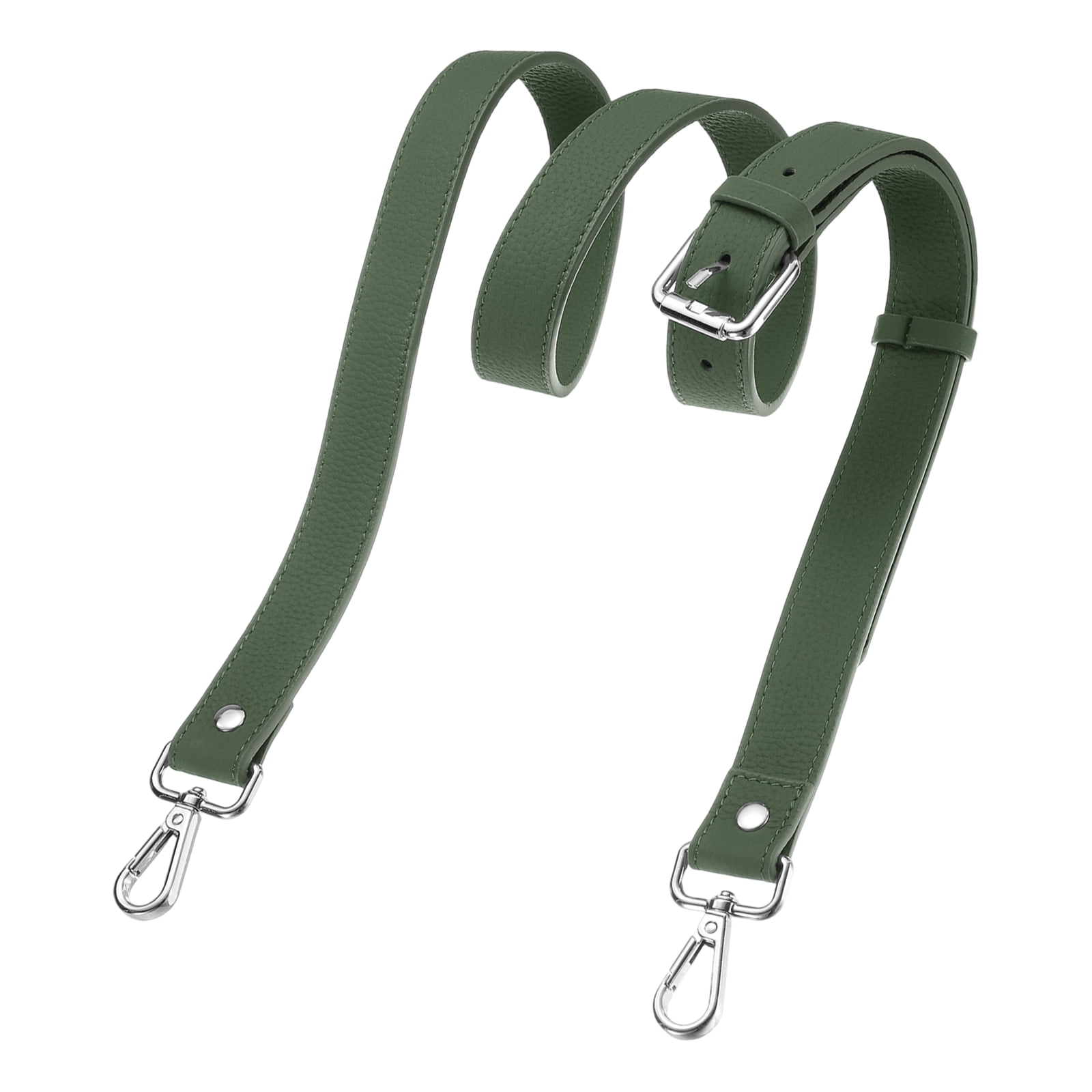 1" Genuine Leather Purse Strap for Bag (Almond Green, Silver Buckle)