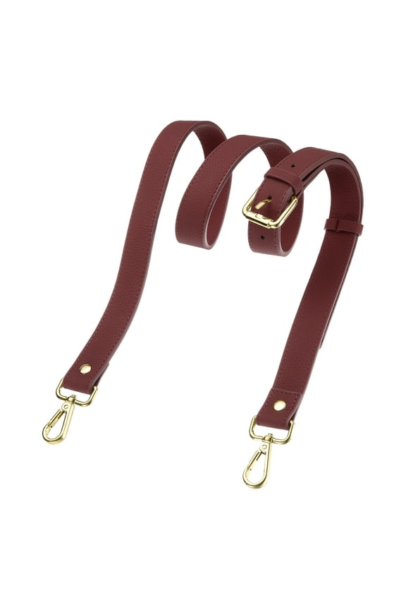 1" Genuine Leather Purse Strap for Bag (Burgundy, Gold Buckle)