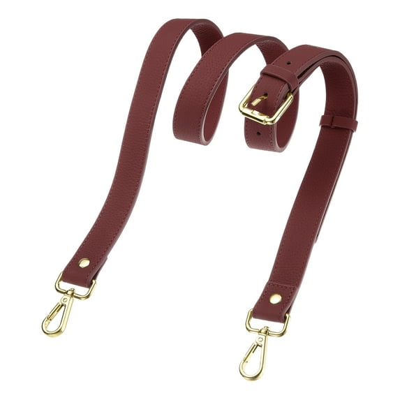1" Genuine Leather Purse Strap for Bag (Burgundy, Gold Buckle)