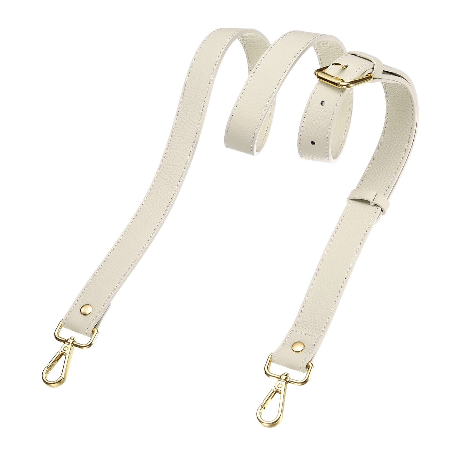 1" Genuine Leather Purse Strap for Bag (Cream White, Gold Buckle)