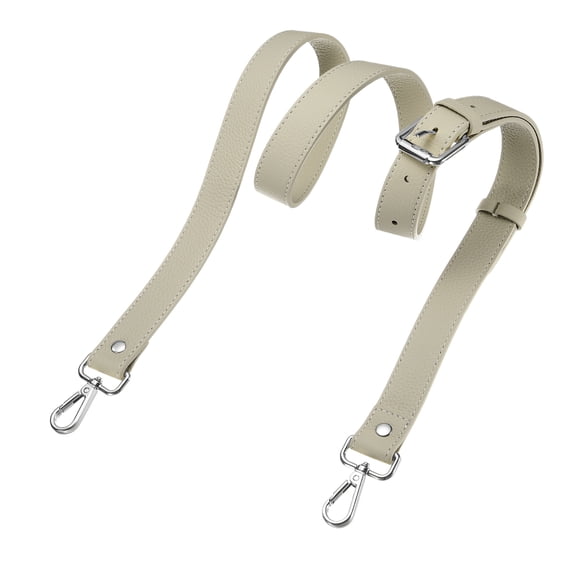 1" Genuine Leather Purse Strap for Bag (Grey, Silver Buckle)