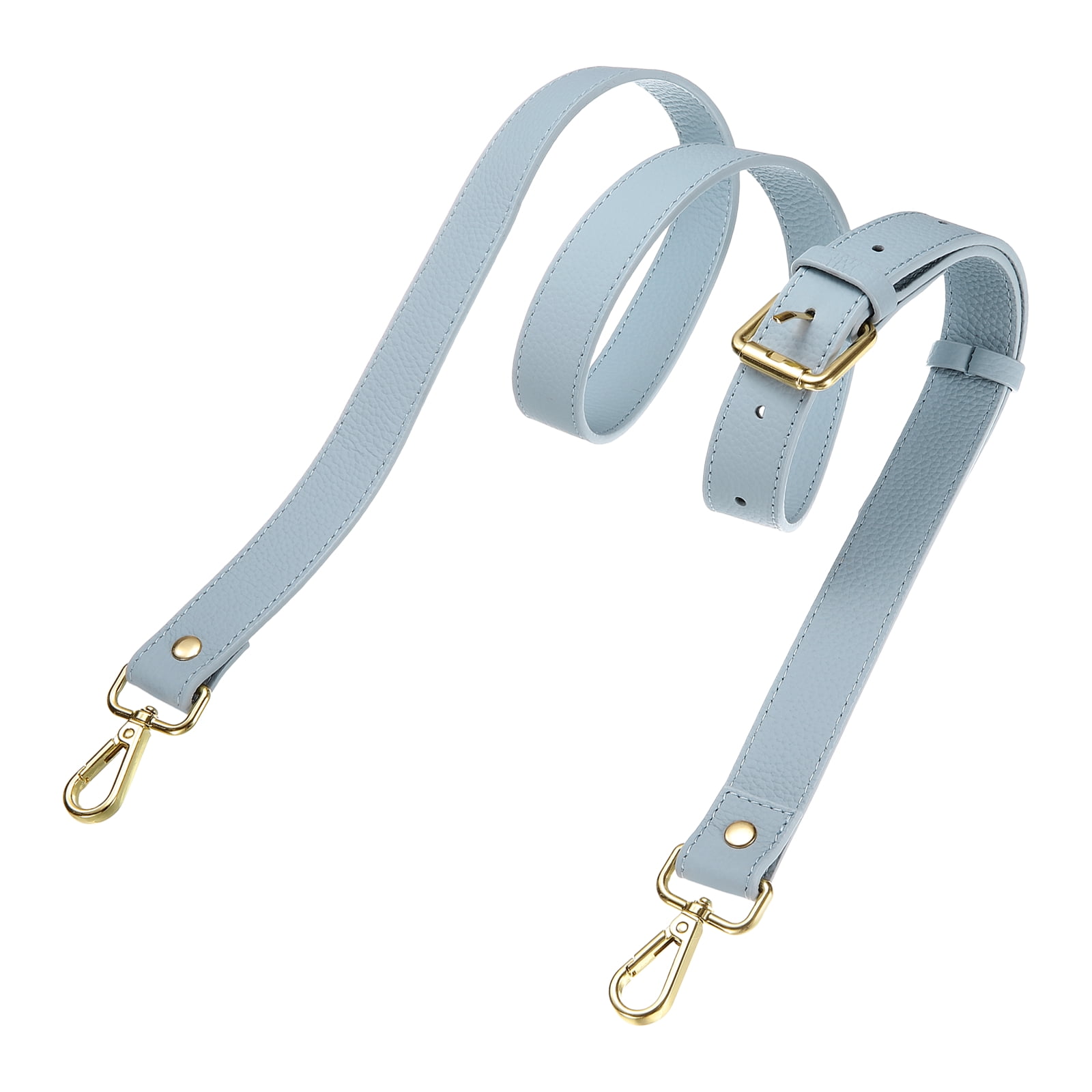 1" Genuine Leather Purse Strap for Bag (Sky Blue, Gold Buckle)