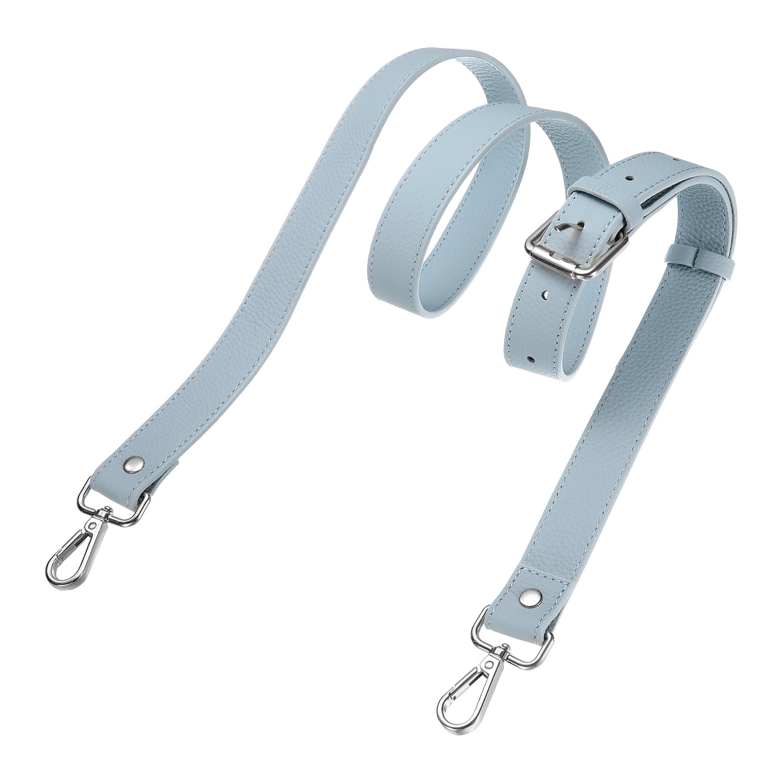 1" Genuine Leather Purse Strap for Bag (Sky Blue, Silver Buckle)