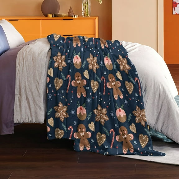 1 Gingerbread Man And Candy Flannel Blanket