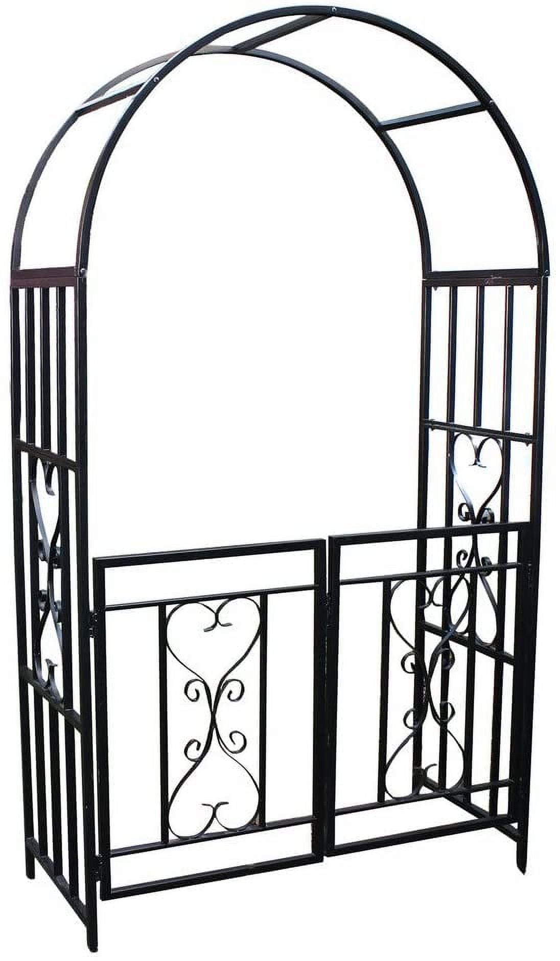 1.Go Garden 6'7" Black Steel Garden Arch with Gate, Supports Climbing Plants