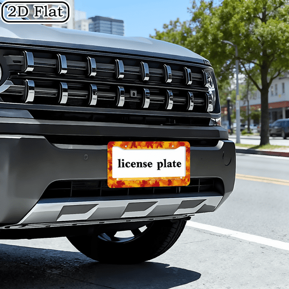 1 Golden Maple Leaf Design License Plate Frame, Unique and Fun Front Car Accessory with 2-Hole Mounting, Universal Size 12x6 Inches, Vehicle Decoration, Vibrant Pattern, Sleek Finish, Twohole Mo