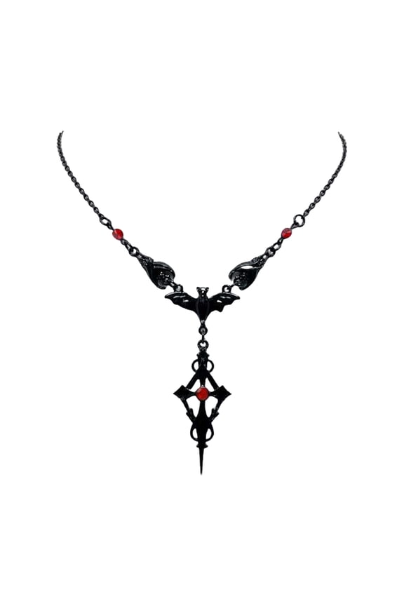 1. Gothic Bat & Rose Chain Jewelry, Dark Elegant Mixture Metal Accessory for Edgy Outfits, Unique Symbolic