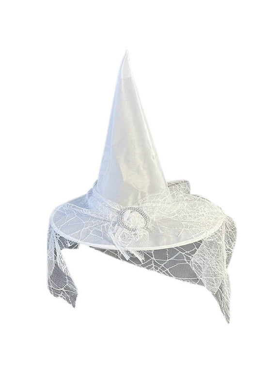 1 | Gothic D Theme Party Witch Hat for Role Play Hat – Elegant Headpiece for Accessories White