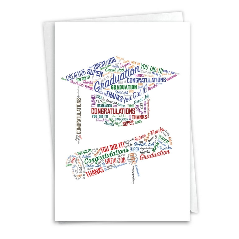 grad cards to companies The Best Card Company Graduation Greeting Card w/ 5x7 Envelope (1 Card),  for Men, Women, Diploma Wordart C3191CGDG