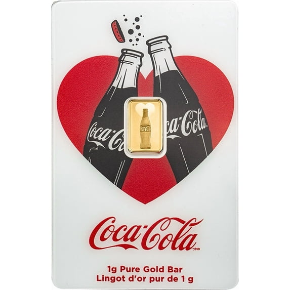 Pamp Suisse 1 Gram Gold Coca-Cola Valentine's Love Bar .9999 Fine in Assay