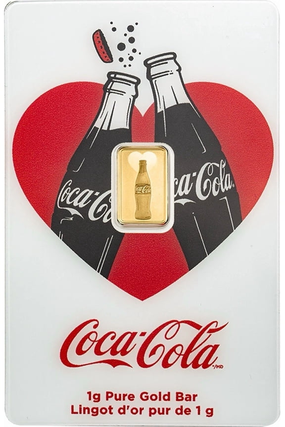 1 Gram Gold Bar PAMP Coca-Cola Valentine’s Love Bar .9999 Fine In Assay