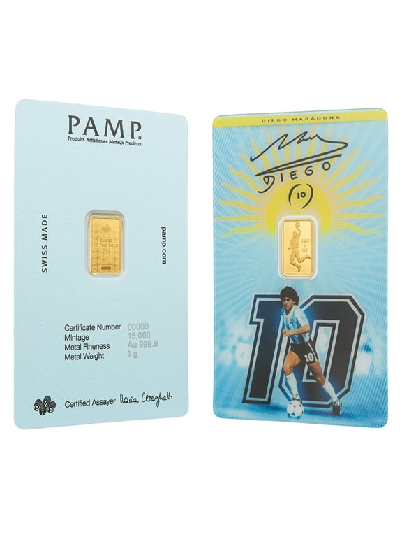 1 Gram PAMP Suisse Maradona Gold Bar .9999 Fine (in Assay)