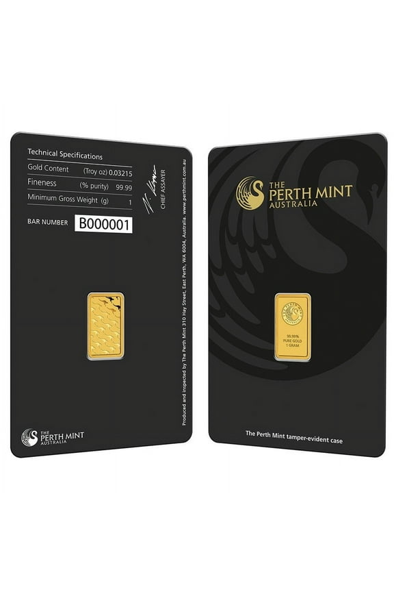 1 Gram Perth Mint Gold Bar .9999 Fine (in Assay)