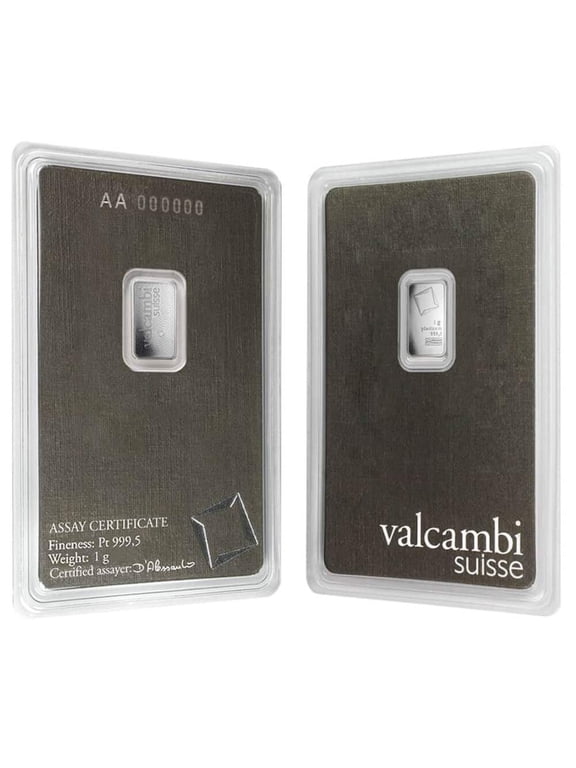 1 Gram Platinum Bar - Valcambi Suisse .9995 Fine (in Assay)