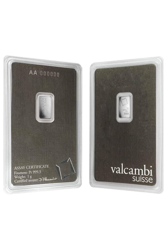 1 Gram Platinum Bar - Valcambi Suisse .9995 Fine (in Assay)