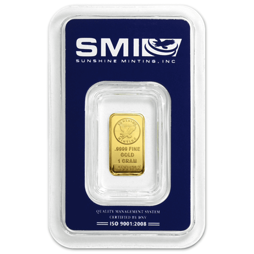 SUNSHINE MINTING 1 Gram Sunshine Mint .9999 Fine Gold Bar In Assay Mint Mark SI
