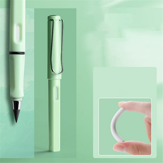 1 Green Pen, 1 Pen Pencil Replaceable Head Infinite Pencil Inkless Pen ...