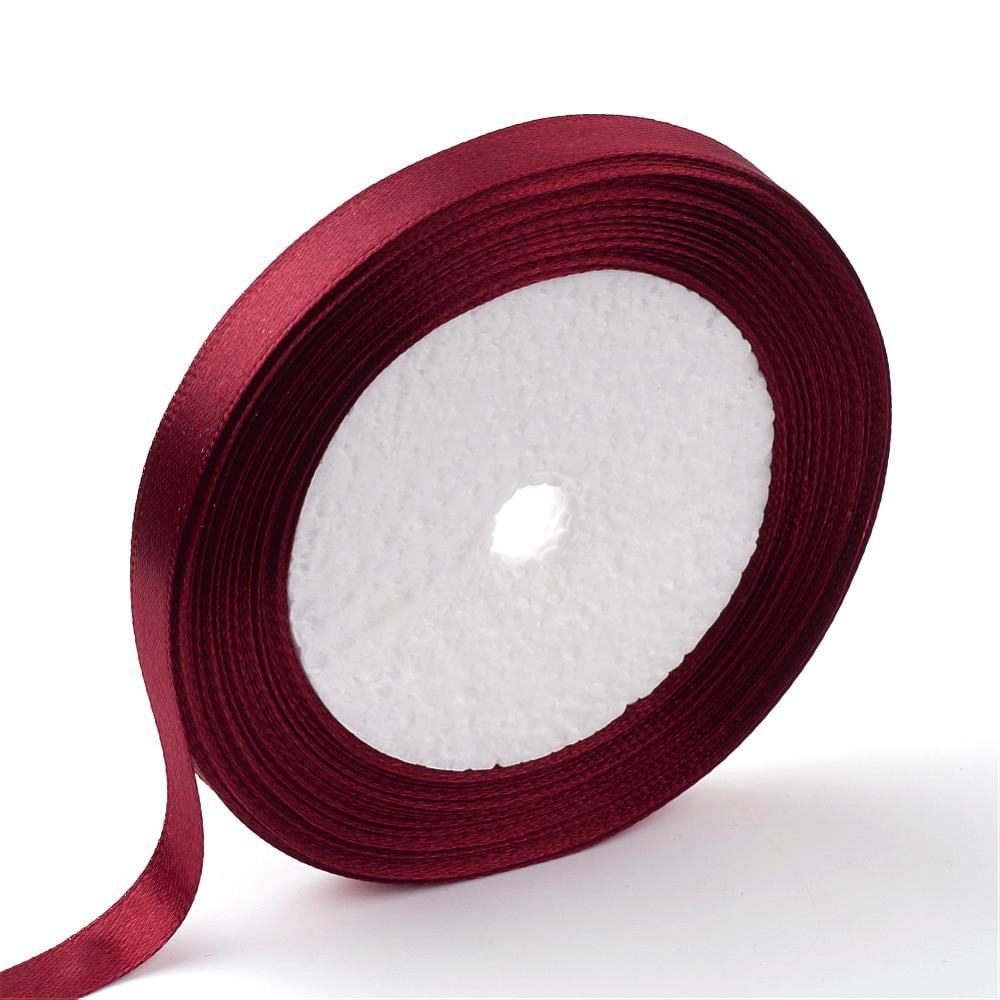 1 Group Single Face Satin Ribbon Polyester Ribbon Dark Red 1 inch(25mm ...