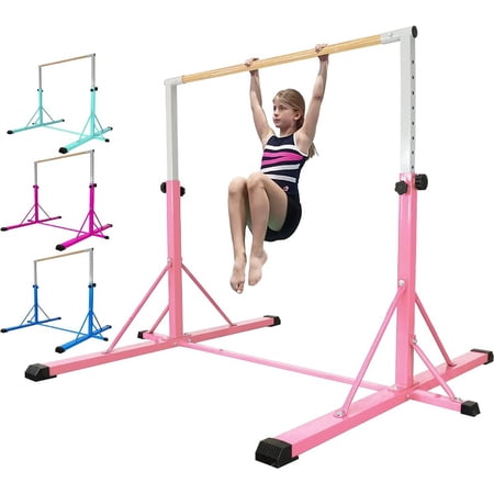 1 Gymnastics Bar for Ages 3-15 | Adjustable Height 35" to 60", 4FT Wide Base - Professional Kip Bar with 360° Stability, Fiberglass Crossbar, Easy Fold and Solid Design for Home Training.