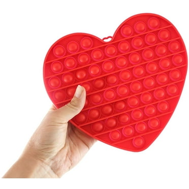 1 HEART Large 8" Bubble Pop Game - Silicone Push Poke Bubble Wrap Fidget Toy - Bubble Popper Sensory Stress Toy (RANDOM COLOR)
