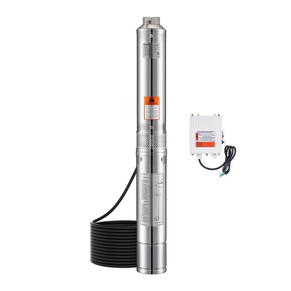 1 HP 230V Deep Well Submersible Pump 31.7 GPM 207 ft Head Stainless Steel IP68 Water Pump with 32.81 ft Cord Control Box for Industrial Irrigation and Home Use