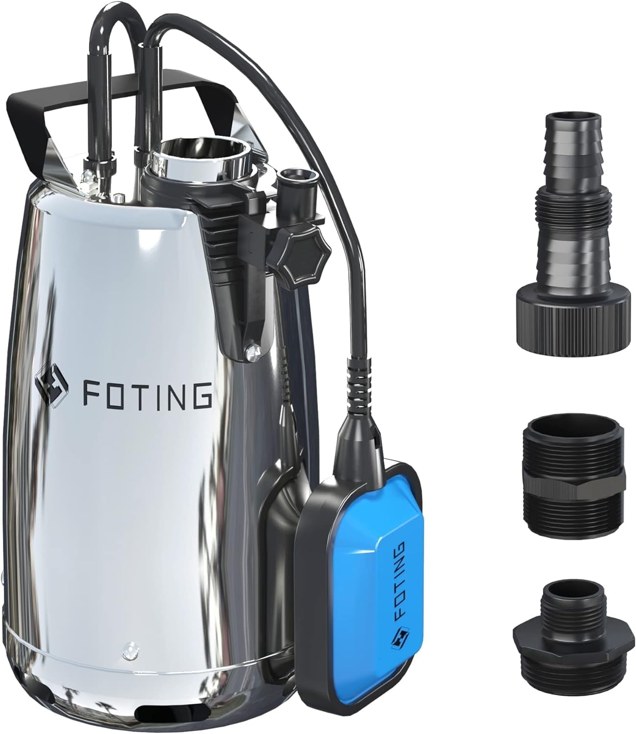 1 HP Stainless Steel Sump Pump, 3434 GPH 31ft Water Pump with Float Switch, Submersible Utility Pump for Basement Swimming Pool Draining Pond Garden Watering