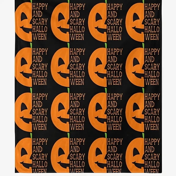 1 Halloween Horror Devil Pumpkin Throw Blanket - Soft Flannel, All-Season Comfortable & Lightweight, Machine Washable Retro Geometric Pattern, Suitable for Bed, Car, Office, Camping, and Travel, Spoo