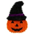 thumbnail image 1 of (1) Halloween Tinsel Pumpkin Decorations with Witch Hat, 14 x 9 Inch Glitter Jack-O’-Lantern Wall Hanging Decor Indoor Outdoor Porch Door Window Yard Party Haunted House Decoration, 1 of 7