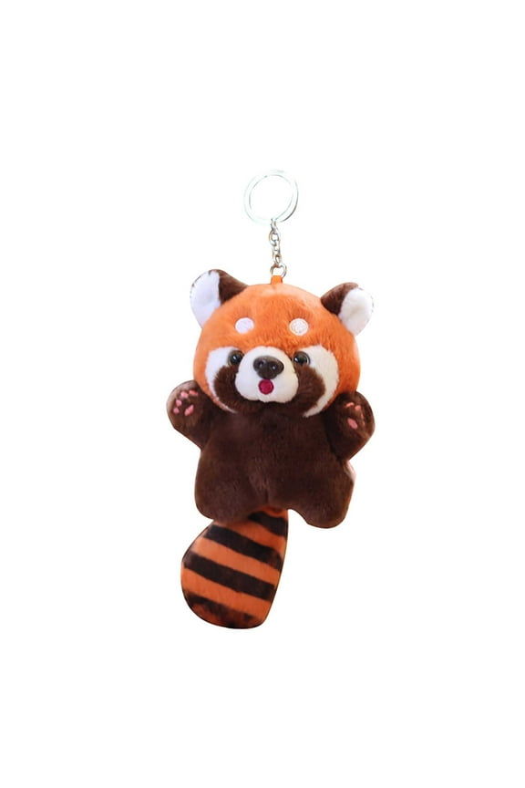1 Hanging Ornament - Baby Raccoon Pendant Plush Toy Doll Cute Red Panda Bag Pendant Keychain Doll Doll