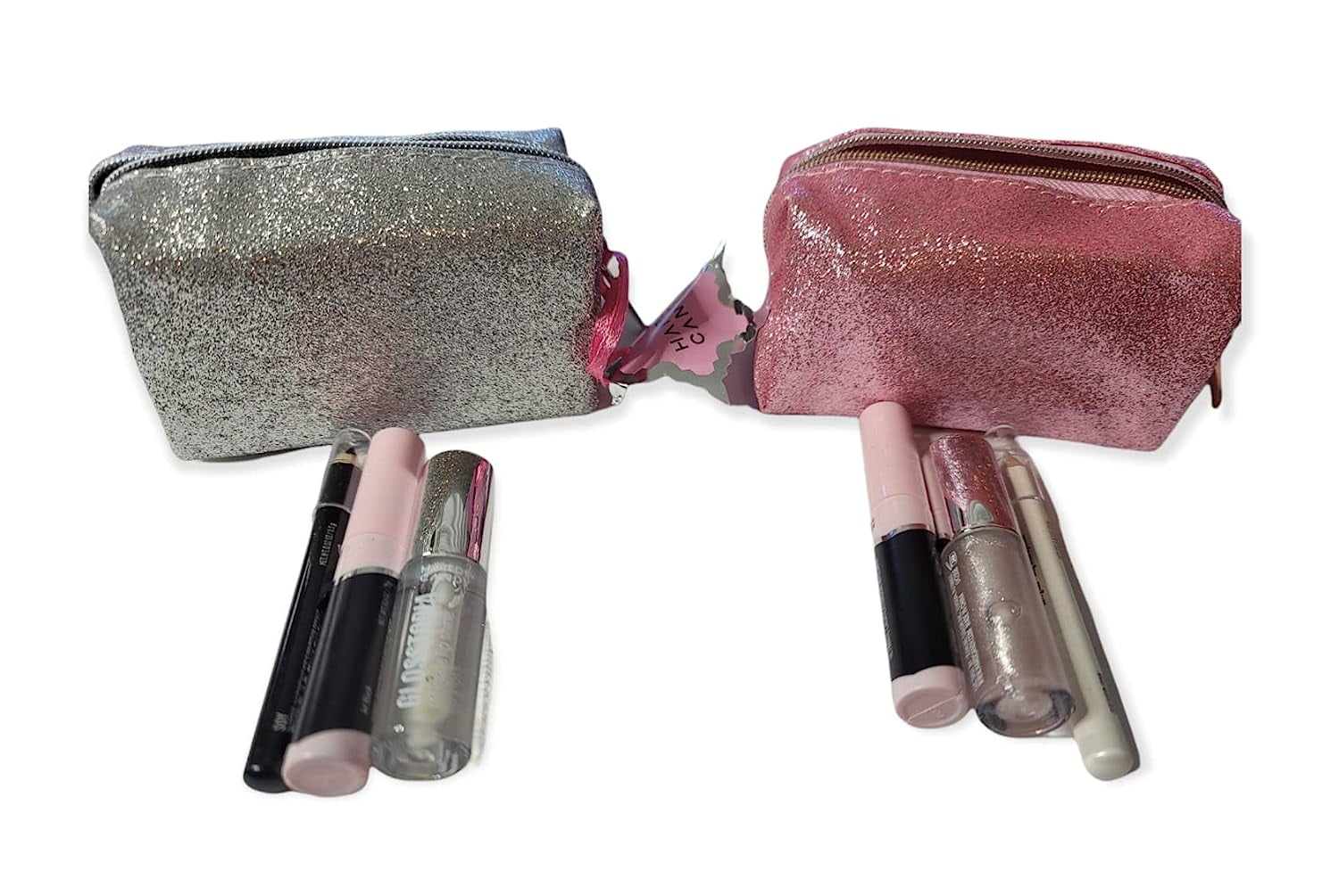1 Hard Candy Mini Glitter Travel Bag The Secret Stash Includes Mascara Eyeliner and Gloss Choice between Pink or Silver Bag Silver Glitter Walmart