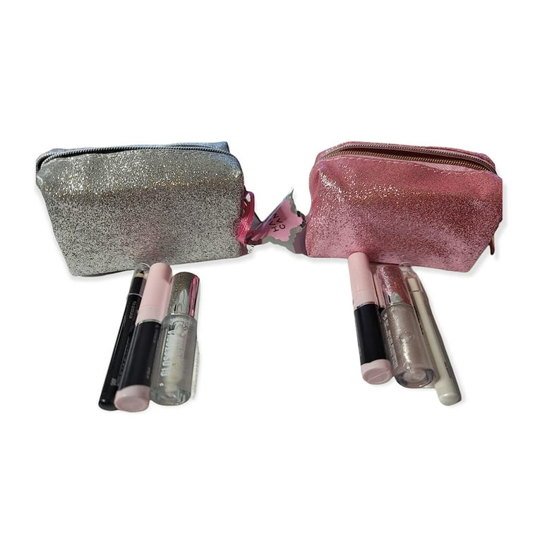 1 Hard Candy Mini Glitter Travel Bag The Secret Stash Includes Mascara Eyeliner and Gloss Choice between Pink or Silver Bag Silver Glitter Walmart