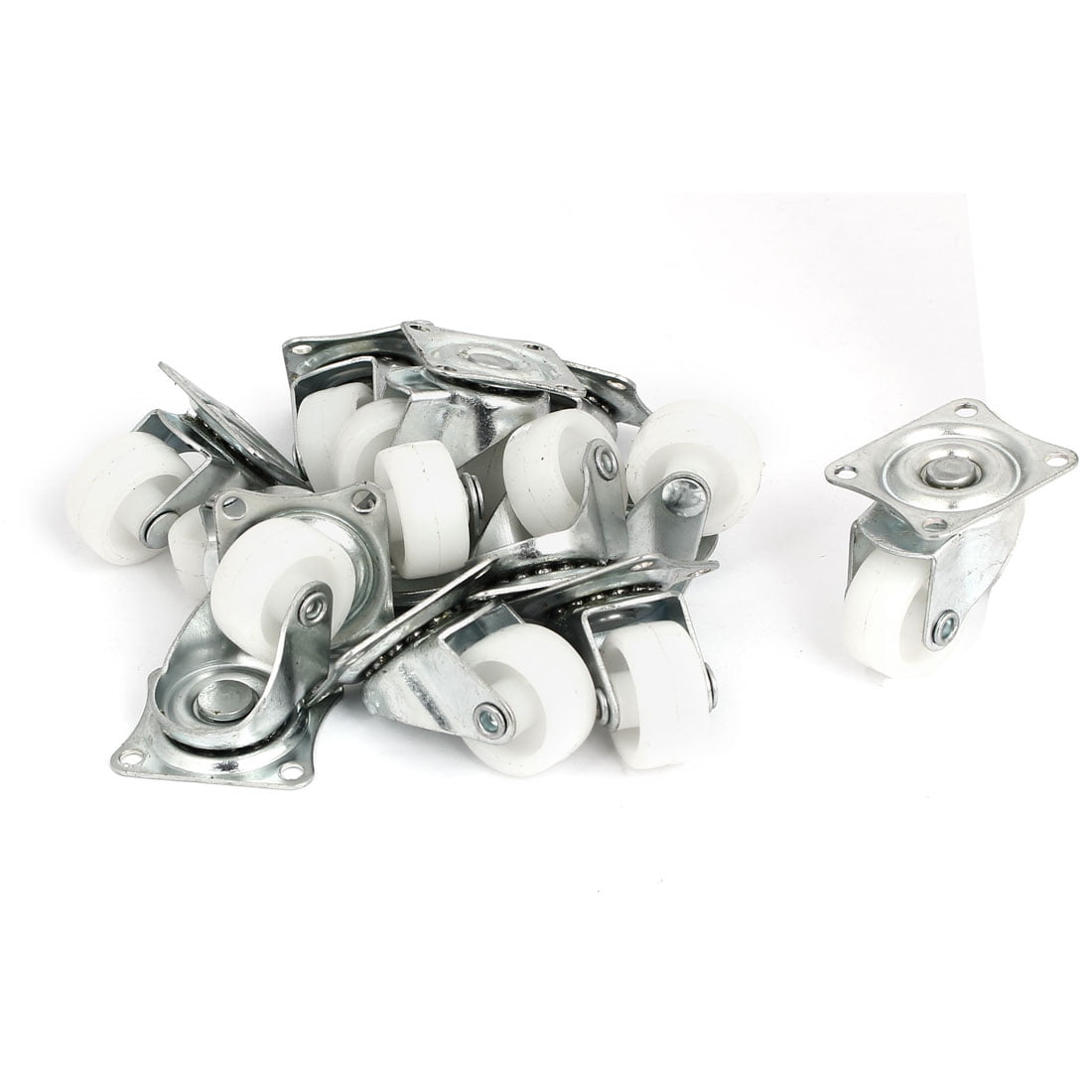 1" Hard Nylon Base Metal Top Plate Bearing Swivel Caster Wheels 12 Pcs
