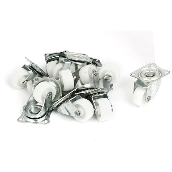 1" Hard Nylon Base Metal Top Plate Bearing Swivel Caster Wheels 12 Pcs