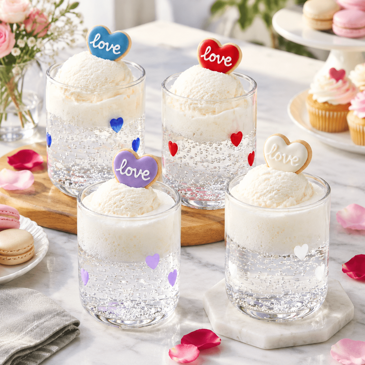 1 Heart Icon Glassware Set, Romantic Pattern Drinkware for Cold & Warm ...