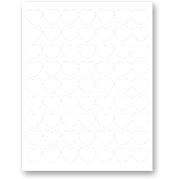 1" Heart Shape White Matte Labels, Designed to Seal Envelopes, Fancy Shape Stickers 10 Full Sheets, 630 Labels