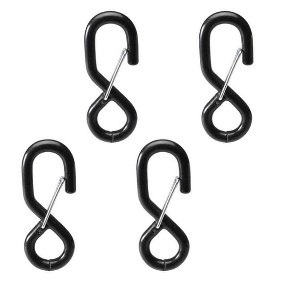 1" Heavy Duty Black Vinyl Coated S-Hook w/ Keeper - 2,000 lb Break S