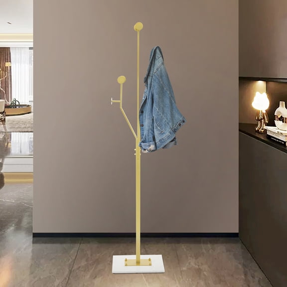 1* Heavy Duty Coat Rack, Freestanding Coat Tree, Marble Base Corner Coat Rack, 38*26*175cm/14. 96*10. 24*68. 9in, Gold& White Coat Rack, Used in Bedrooms, Living Rooms, Hallways, Foyers, Offices
