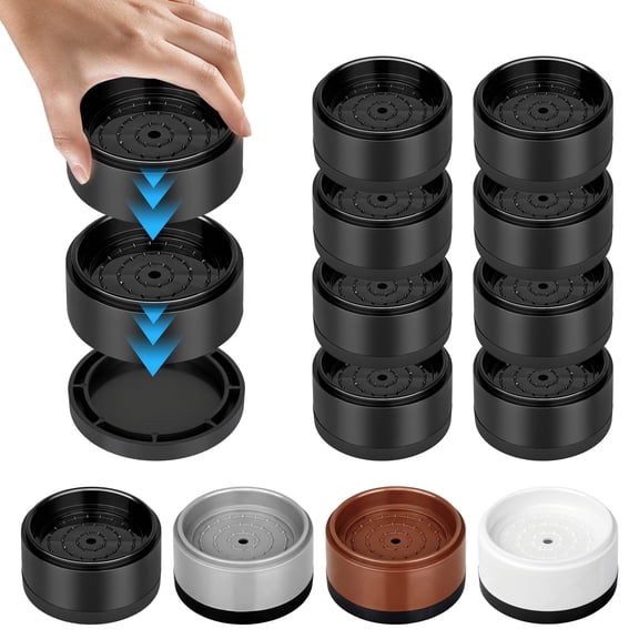 1" Heavy Duty Furniture Risers Set of 8, Round Stackable Bed Raisers Blocks with Non Slip TPU Base, Adjustable Furniture Support Pads for Sofa, Desk, Chair, Table, Couch, Cabinet