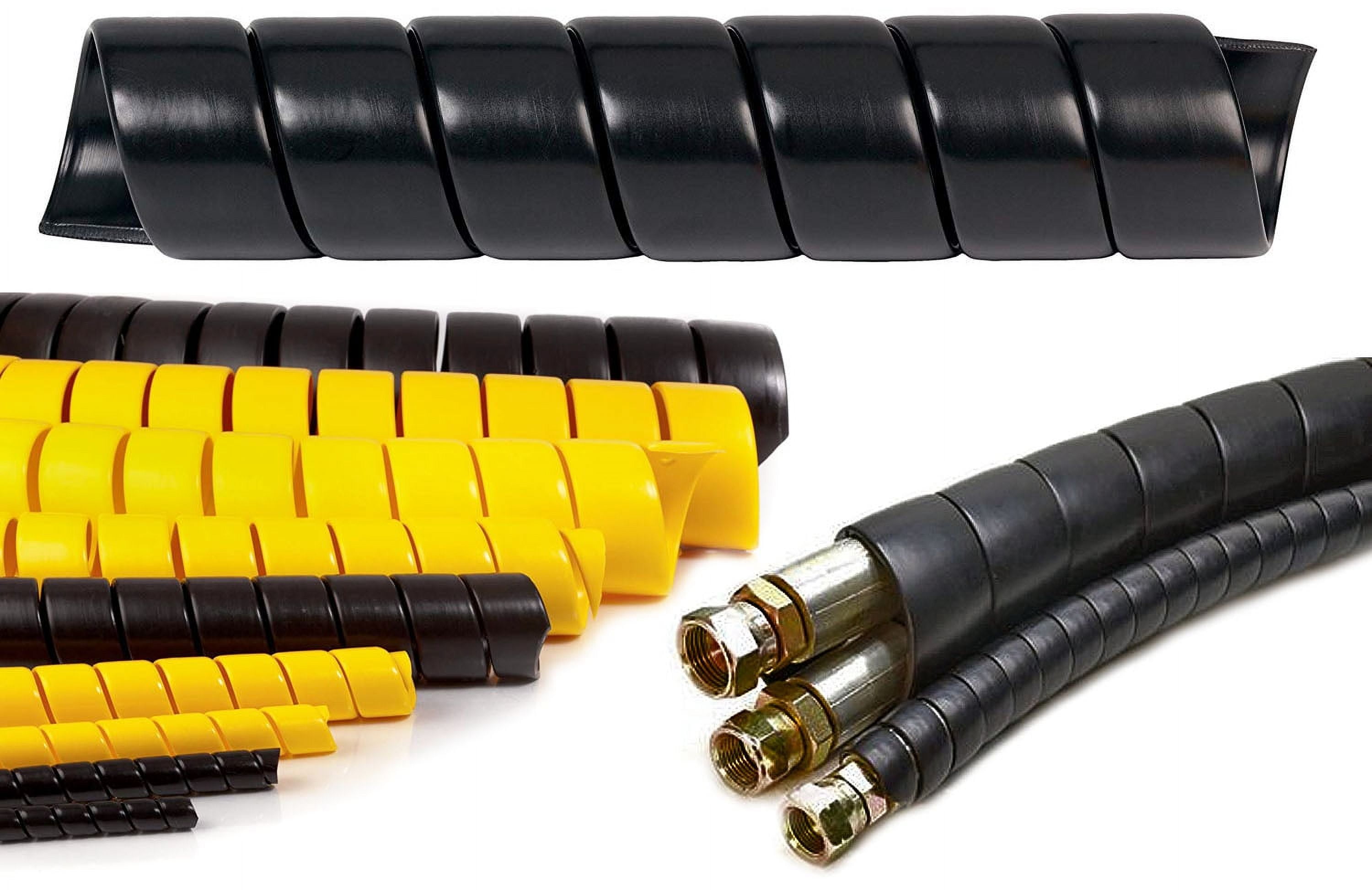 Electriduct 1 Inch Heavy Duty Spiral Wrap - 25 Ft Yellow HDPE Cable Sleeve For Hose & Wire Protection